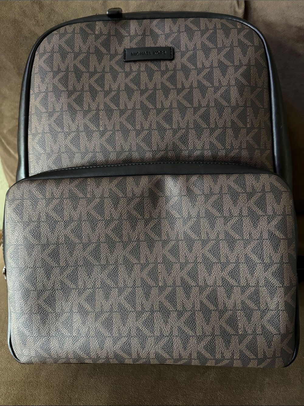 Michael Kors Like New Brown MK Logo Backpack - Signature Monogram